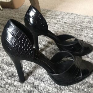 Lauren Ralph Lauren Black Label Callia Croc Embossed D’orsay Heels